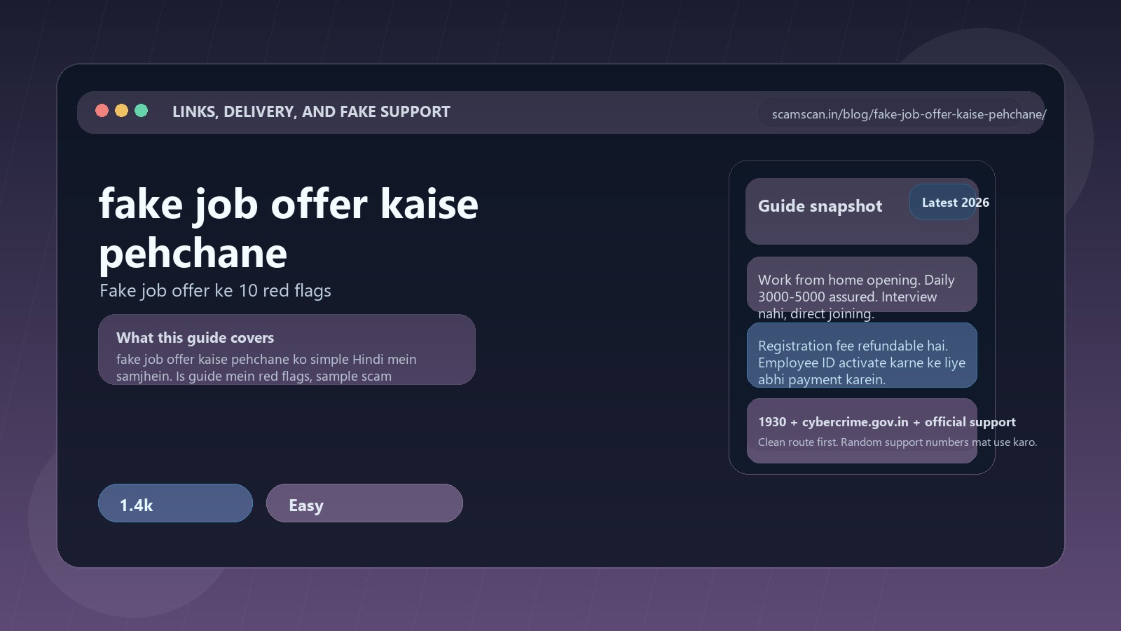 fake job offer kaise pehchane - Fake job offer ke 10 red flags cover image