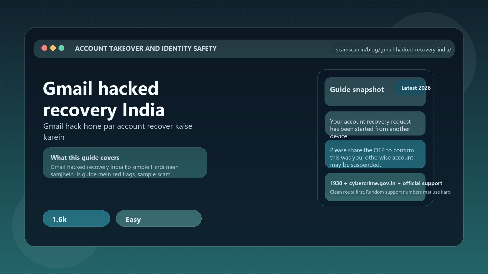 Gmail hacked recovery India - Gmail hack hone par account recover kaise karein cover image