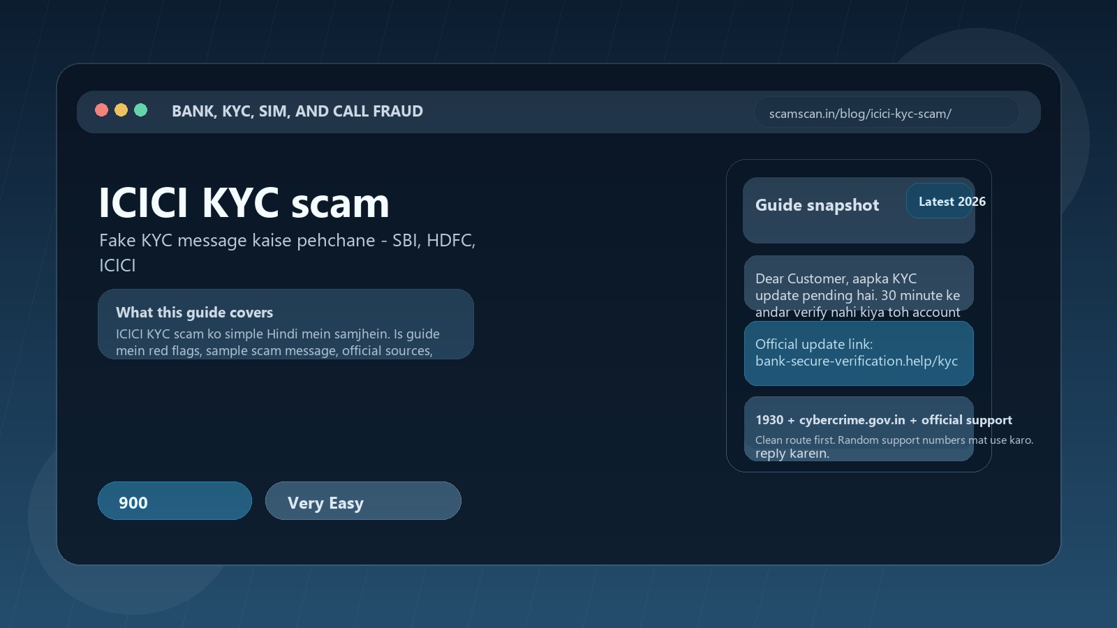 ICICI KYC scam - Fake KYC message kaise pehchane - SBI, HDFC, ICICI cover image
