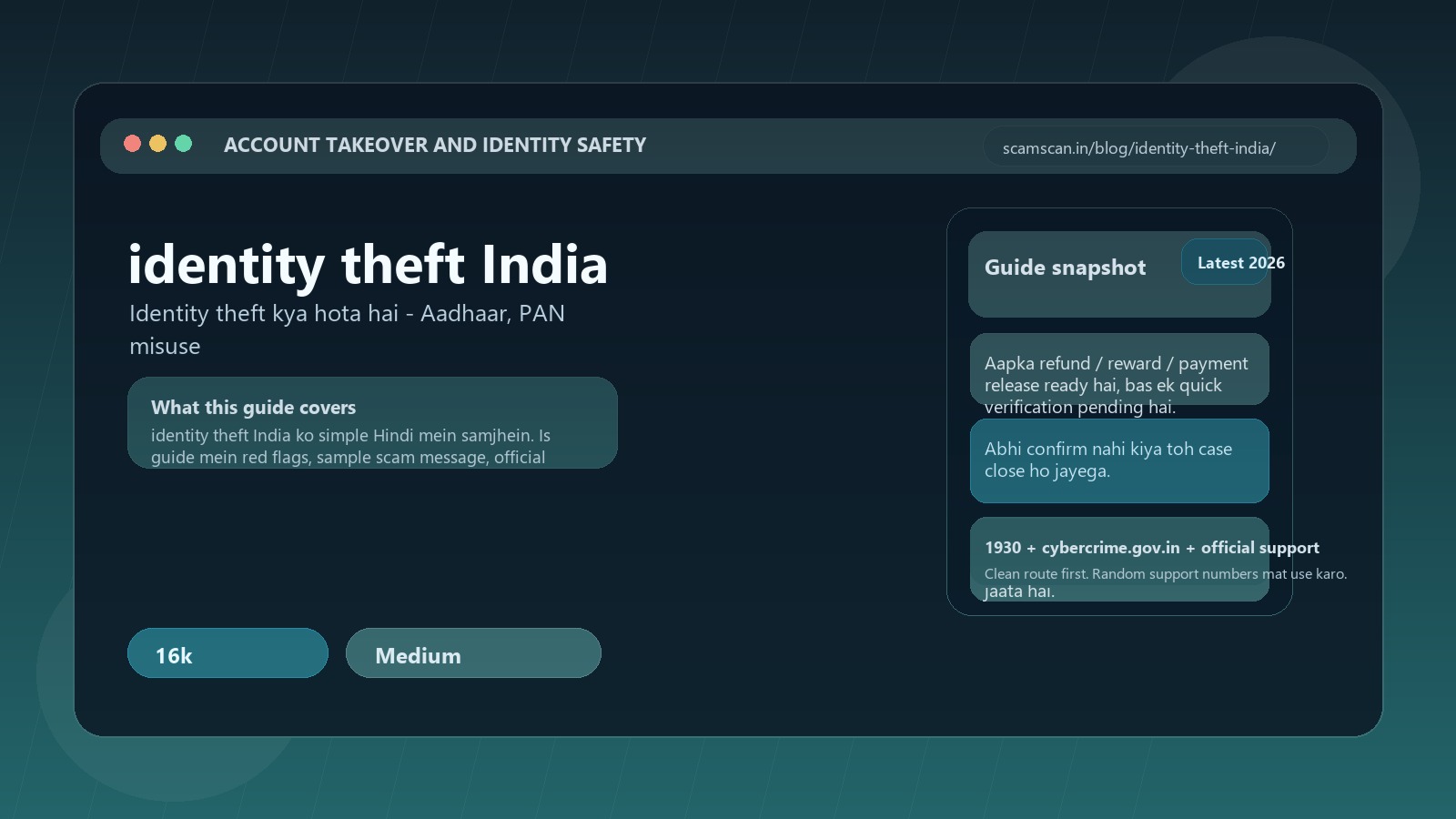 identity theft India - Identity theft kya hota hai - Aadhaar, PAN misuse cover image