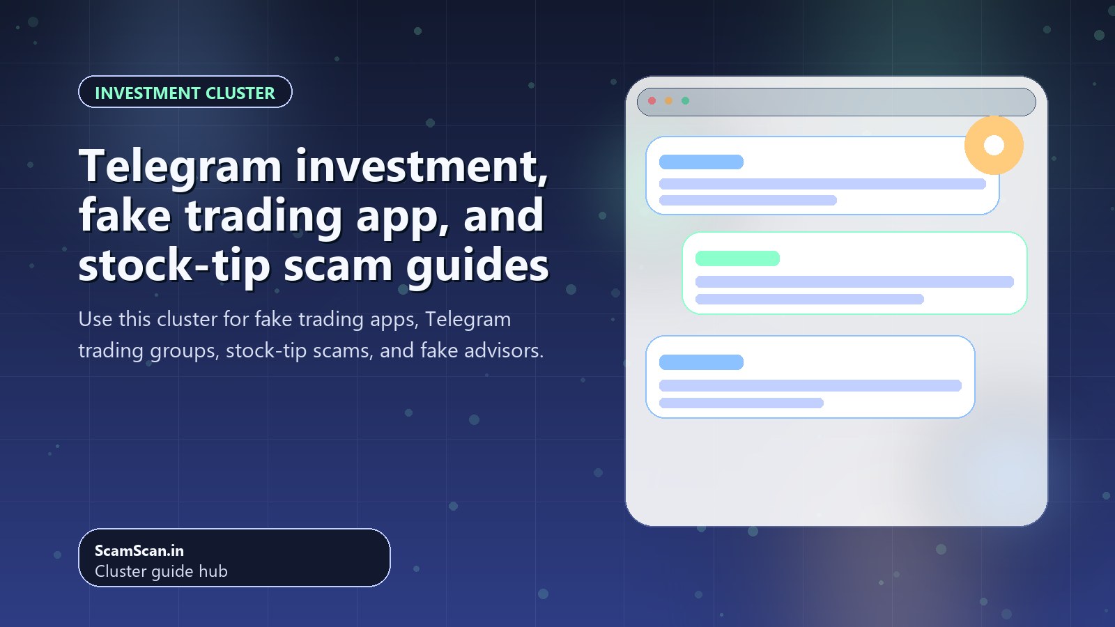 Telegram investment, fake trading app, and stock-tip scam guides cover image