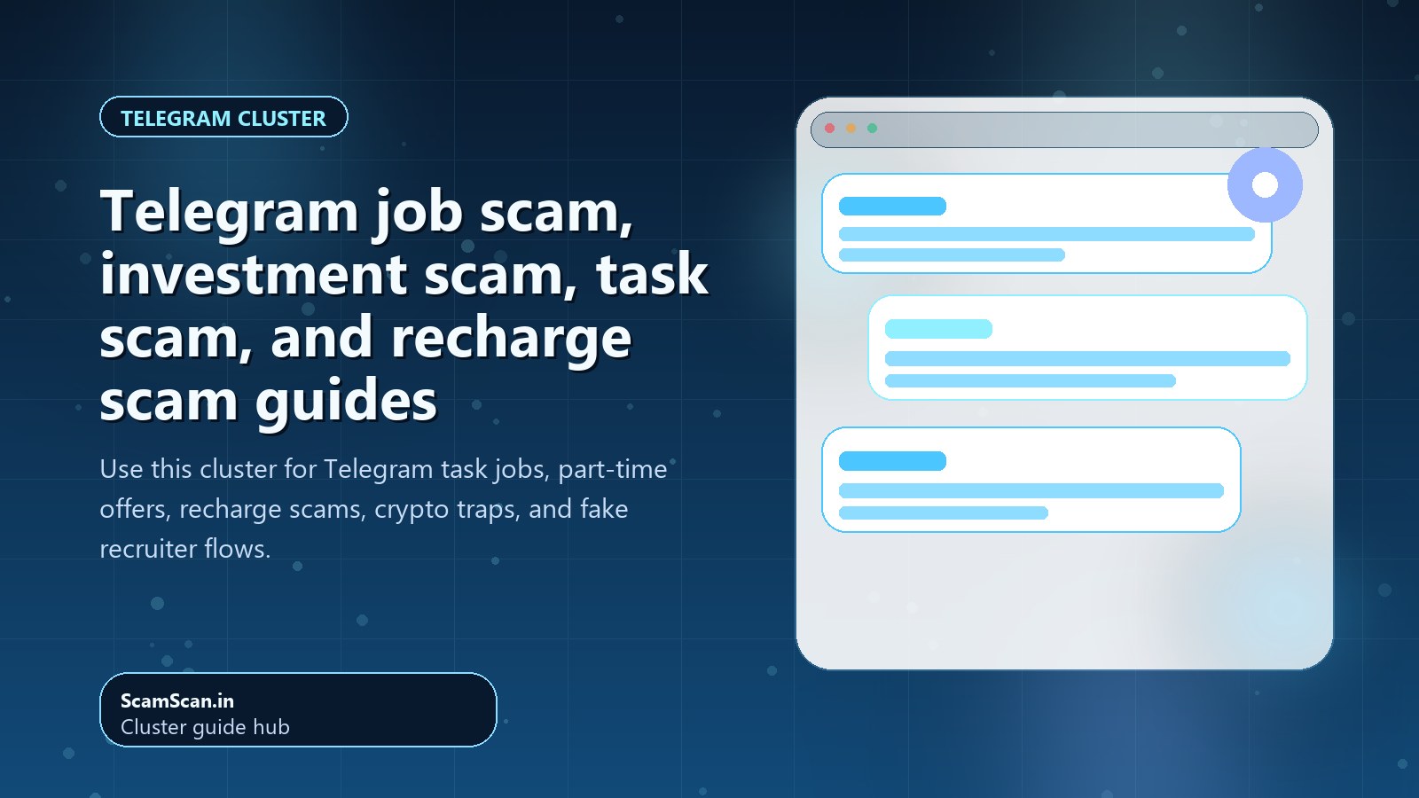 Telegram job scam, investment scam, task scam, and recharge scam guides cover image