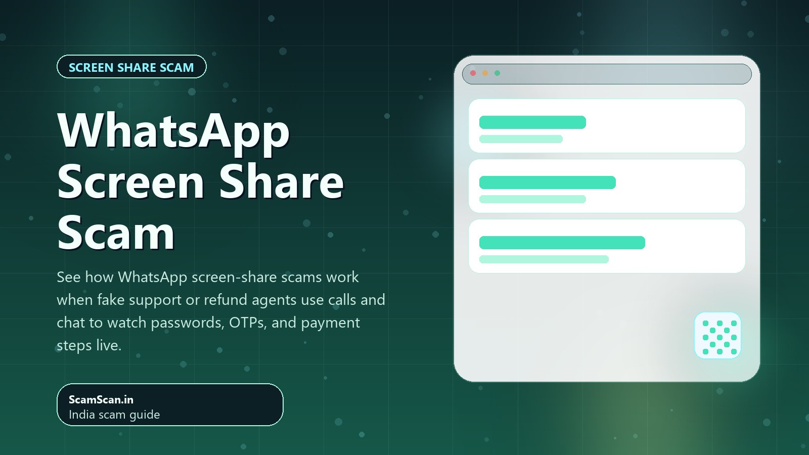 WhatsApp Screen Share Scam cover image